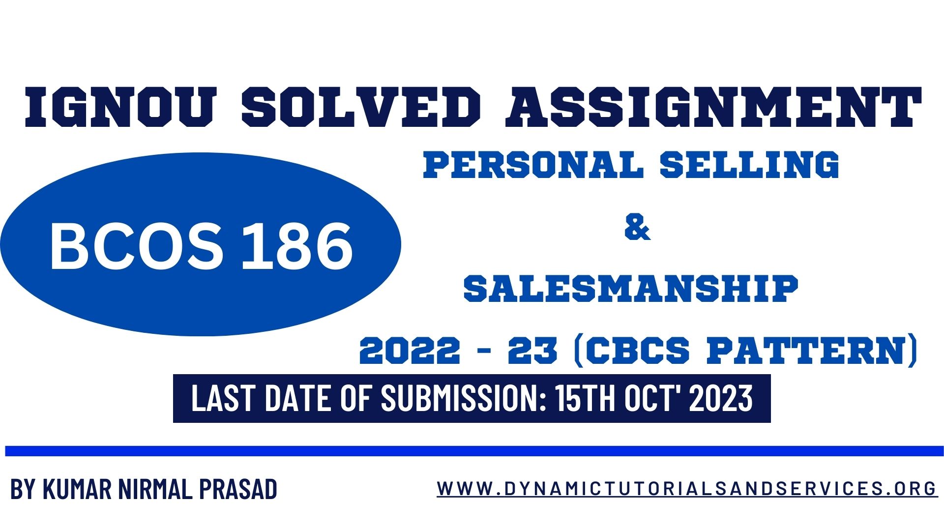 BCOS 186 Personal Selling and Salesmanship Solved Assignment 2022 - 23